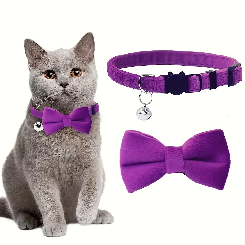 adjustable polyester pet collar with detachable bow tie and   plush choke proof safety   suitable for small to medium cats and dogs without battery Product details 0