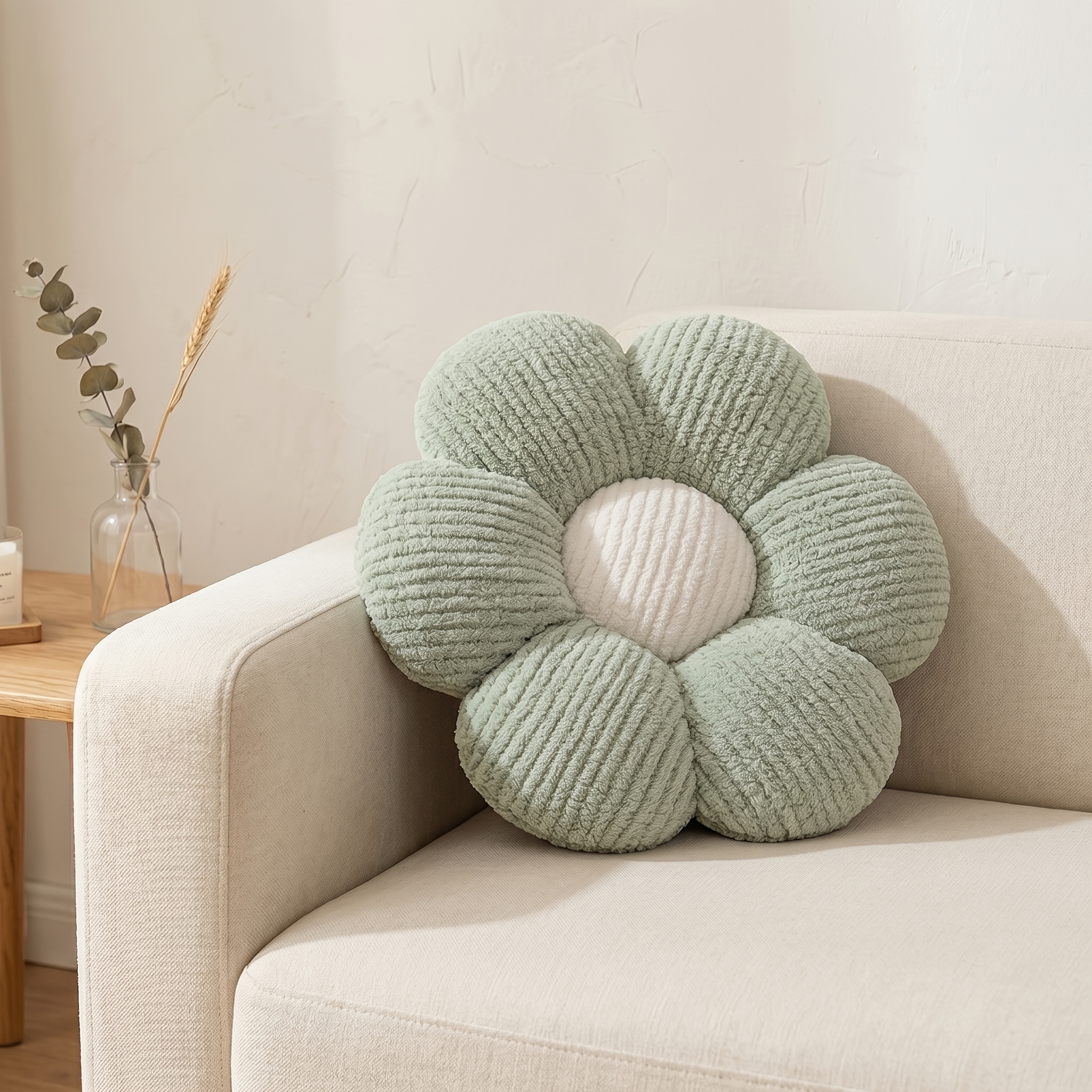 TEMU Flower Shape Floor Pillow Cute Petal Seat Cushion For Office Chair Soft Teddy Fleece Decorative Cushion Decor For Bedroom Living Room Sofa (15.7