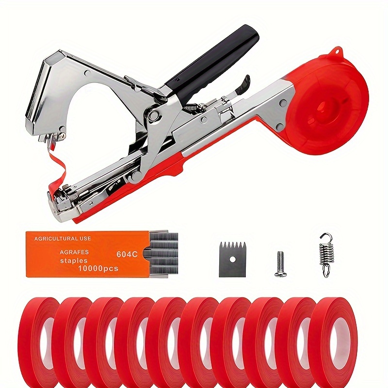 Grape Vine Stapler Plant Tying Machine With 6 Roll Tapes +1 Box Staples Tying Device For Vegetable Tomato Cucumber Pepper Flower