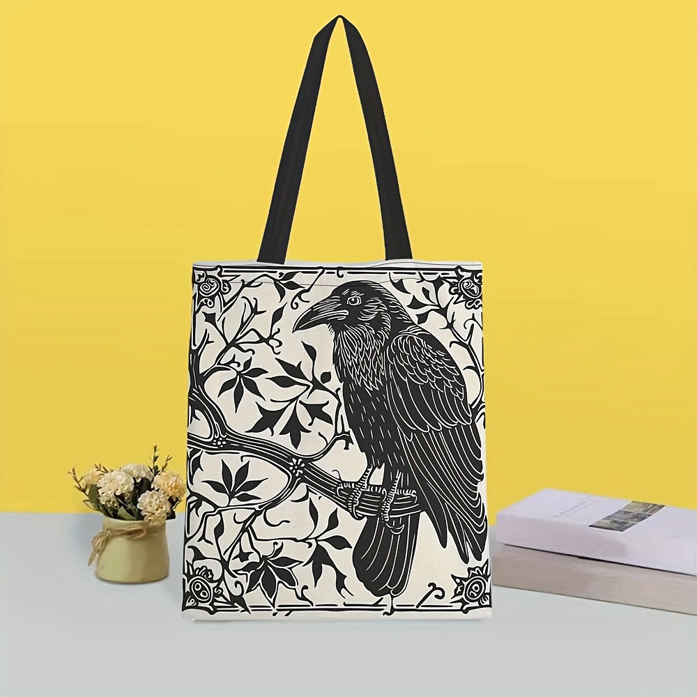 

Print Polyester Tote Bag For Women - 1pc Square Shoulder Reusable Grocery Bag With Wide Straps, Washable - Stylish Casual Handbag For Daily Use & Shopping