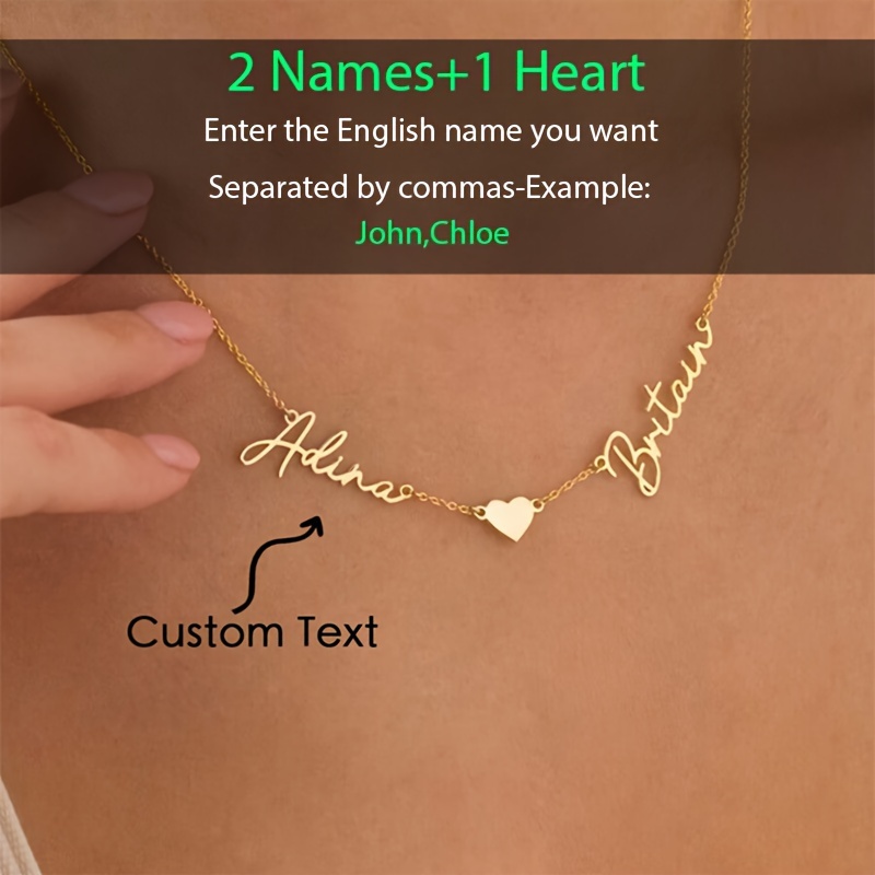 Personalized Custom Name Necklace with H* Pendant, Custom Couple  Stainless Steel Necklace *-shaped Minimalist Suitable for Women's