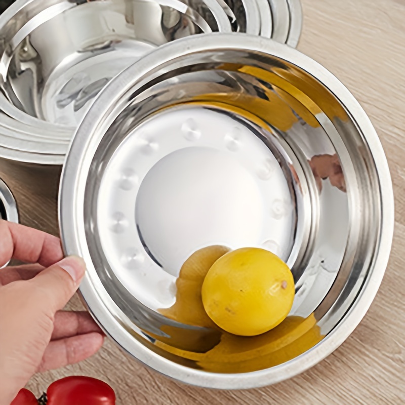 

easy-clean" Stainless Steel Mixing Bowl Set - Durable, Outdoor-safe Round Bowls For Soup, Salad & Seasonings - Perfect For Home Kitchens