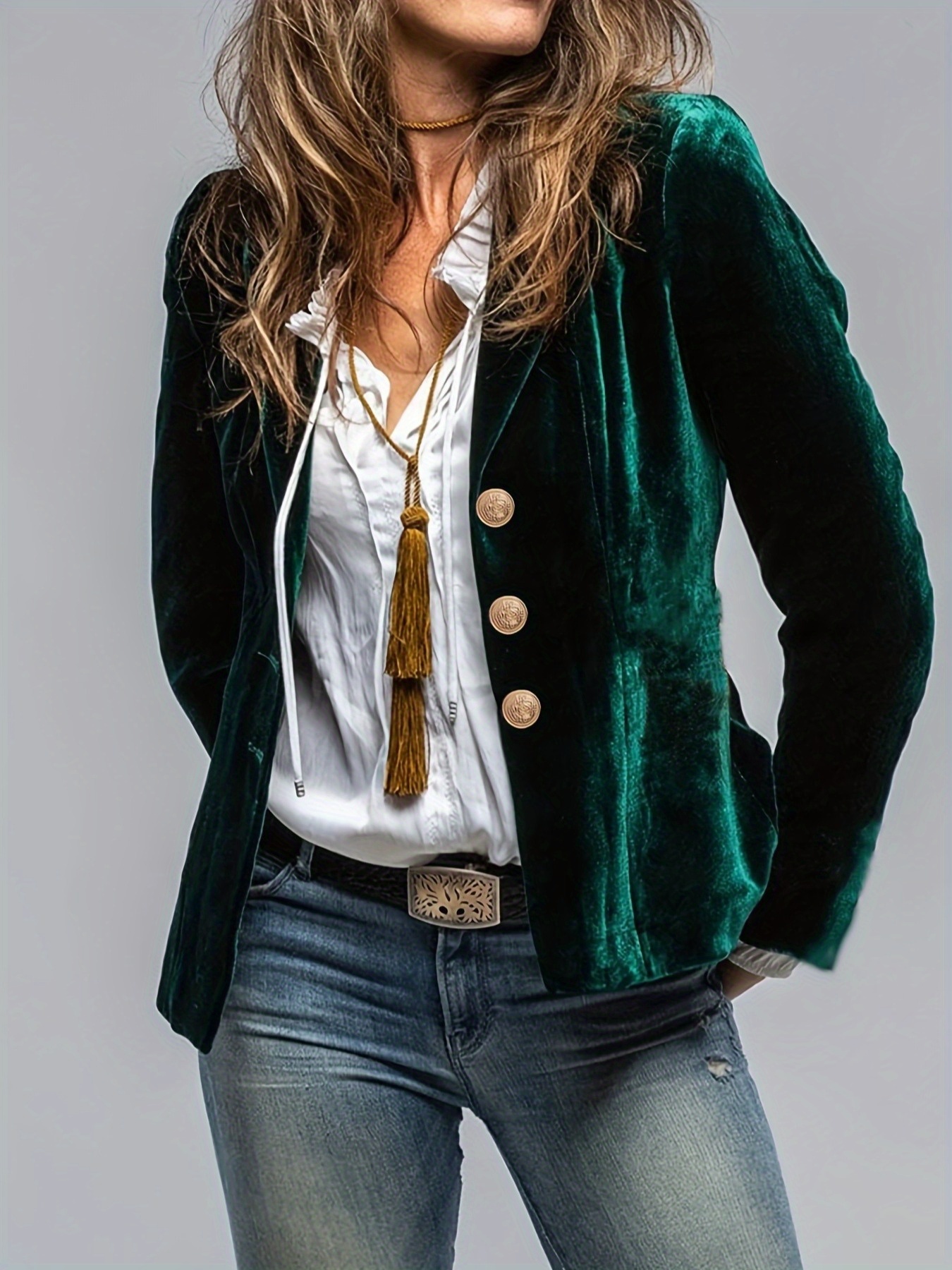 womens elegant velvet jacket accents Temu Australia