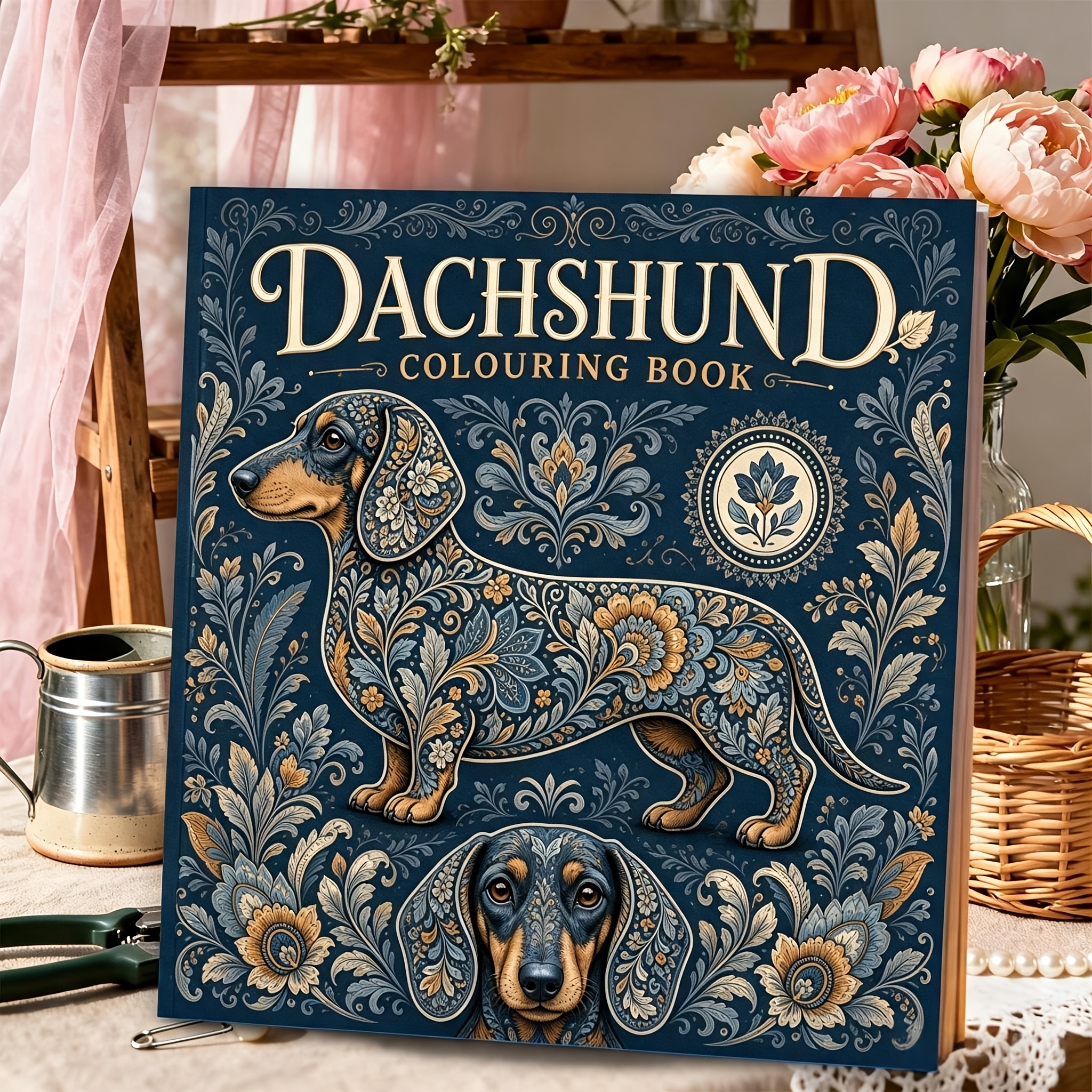 TEMU 1pc 7.87 X 7.87 pouces 24 Pages Impression recto uniquement Mandala Dachshund Relaxation Facile et Livre de coloriage pour adultes, Convient aux