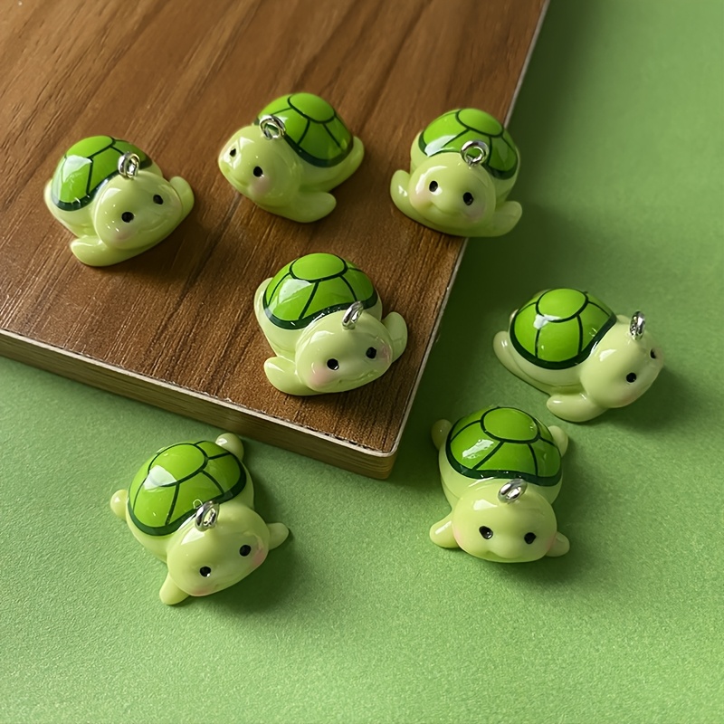 

12pcs Kawaii 3d Turtle Pendants, Resin Cartoon Animal Charms For Diy Earrings, Keychains, Jewelry Making - Cute Crafting Accessories