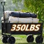 large capacity folding multi function hand truck with all terrain wheels brakes and side pockets heavy duty metal frame fabric plastic structure suitable for gardening camping beach sports and shopping portable folding transport cart sturdy plastic construction