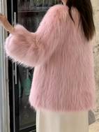 womens elegant fur lined winter size length silhouette with drop shoulder sleeves round neck solid for autumn ladies winter coats cold soft texture outerwear