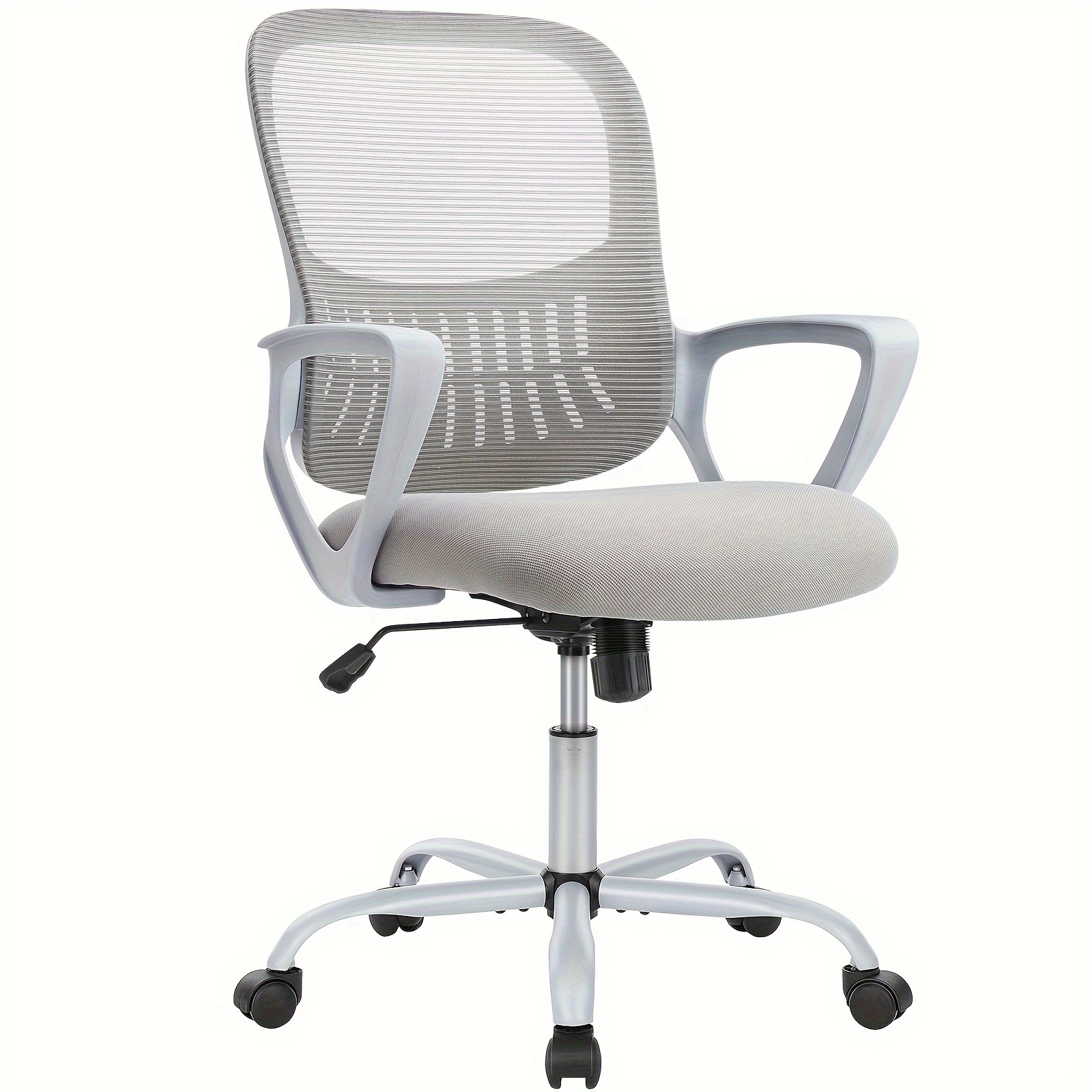 

Computer Gaming Armrests Ergonomic, Home Office Desk Wheels, Mid-back Task Rolling Lumbar Support, Comfy Mesh Swivel Executive Chair