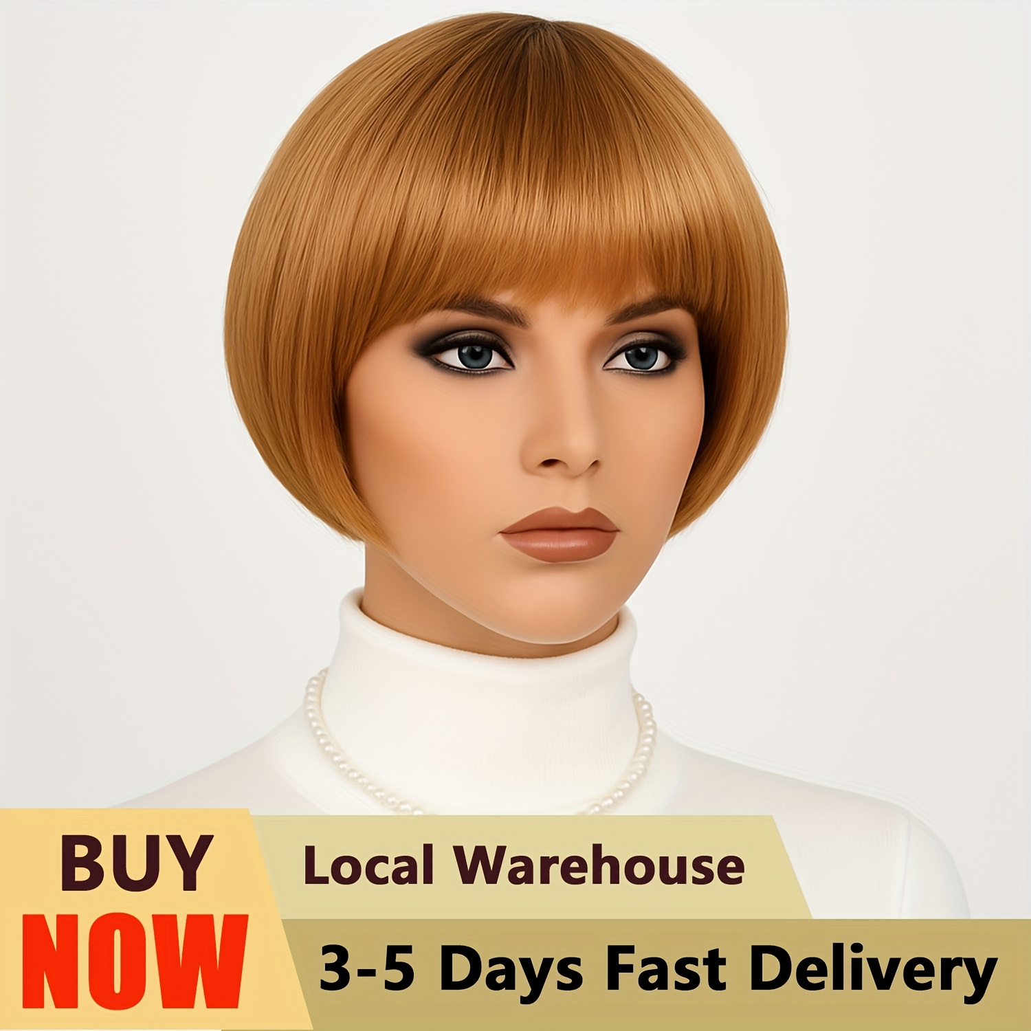 TEMU 8 Inch Wig With Bangs For Women Straight Short Bob Wig With Natural Look Synthetic Heat Wig Cosplay Bob Wig