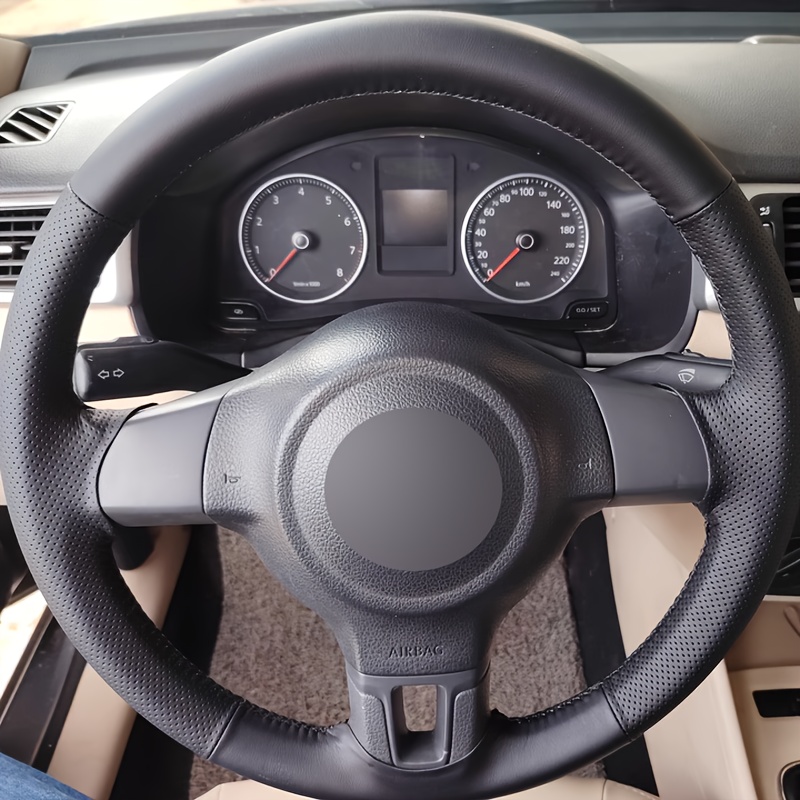 E-shop 1 Stück Handgenähte Lenkradabdeckung, Passend für VW 2011-2013 Modelle, Aus Superfaser für Komfortables Gefühl, Ganzjahresgeeignet