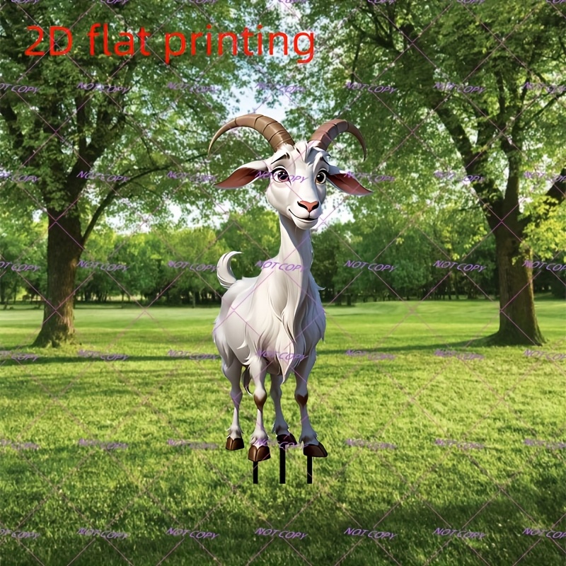 TEMU 2d Flat Printing Bohemian Style Goat Garden Yard Sign - Festive Holiday Decoration For Lawn & Garden, Outdoor Festive Ornament, Festive Outdoor