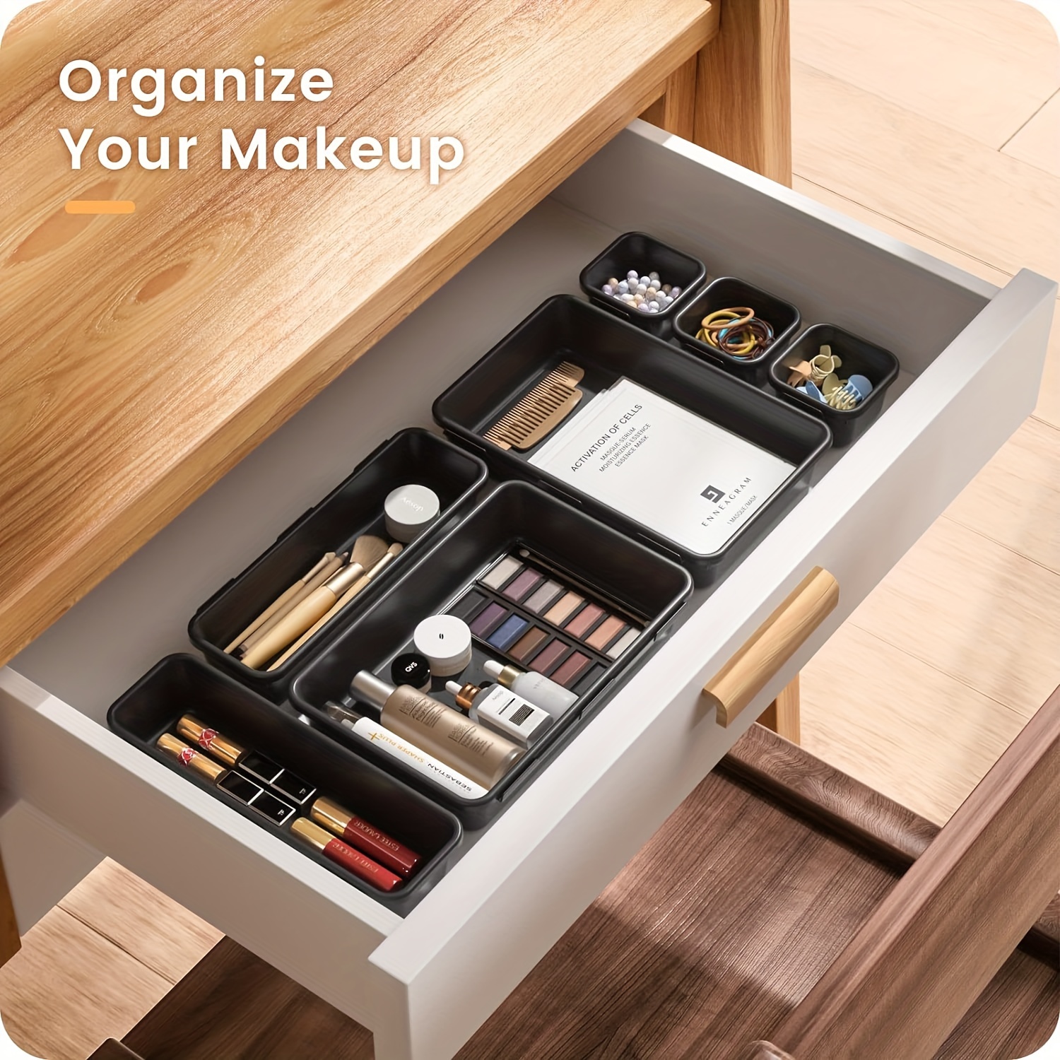 TEMU 24 Pcs Drawer Organizer Plastic Drawer Storage Clothes Makeup Organizer Bathroom Drawer Organizer Desk Drawer Organizer