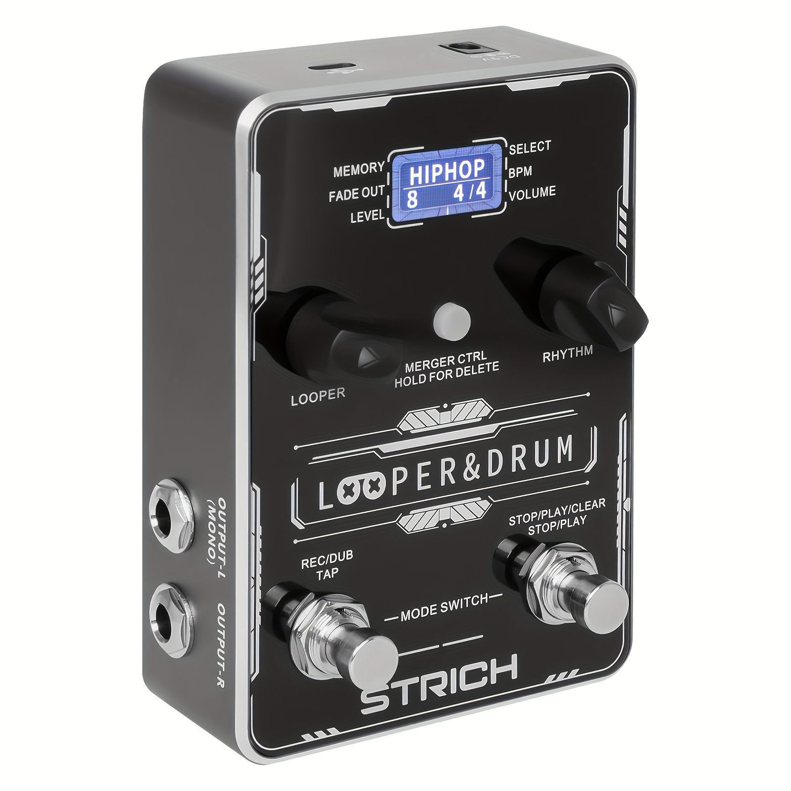 

Strich Stereo Looper Pedal Guitar Pedal With Built-in Drum Machine, 100 Diverse Drum Patterns, 160 Minutes Recording Time, Usb For Audio Import/export, Support Software Editing Footswitch Control