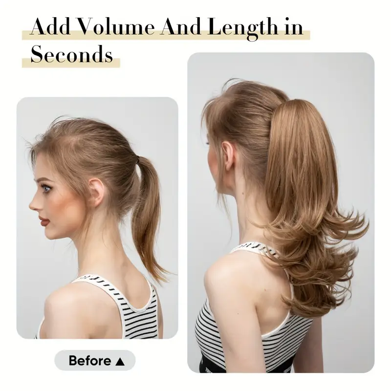 14inch long curly ponytail clip in hair extensions pony tail hairpiece for women hair accessories synthetic hair details 0