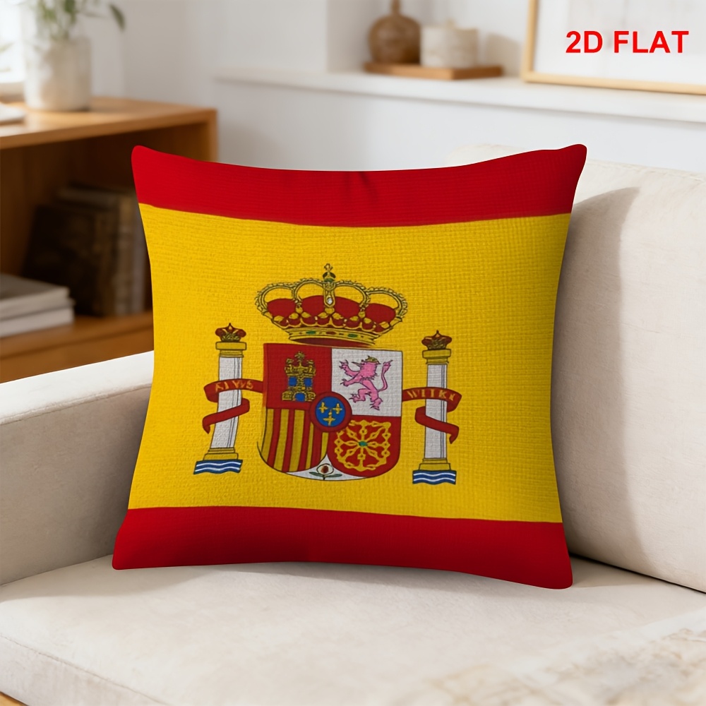 TEMU Coussin de canapé-lit pour salon avec motif du drapeau espagnol - avec fermeture éclair, parfait pour canapés ou tête de lit, mettant en valeur
