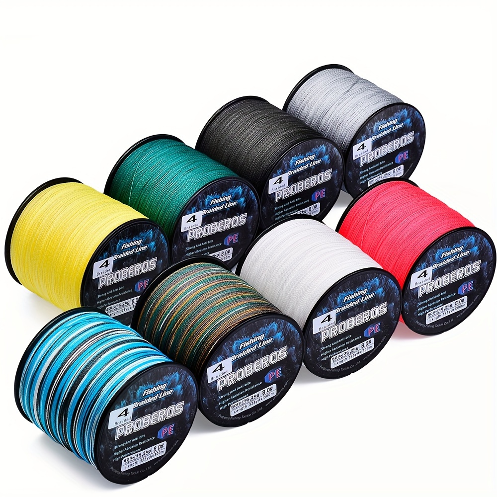 Proberos Braided Fishing Line - 300M/328YDS, 4-Strand PE Multifilament, with a Super Strong Tension Value of 2.72-36.29KG, Designed for Smooth Long-Distance Casting And High Resistance to Abrasion.