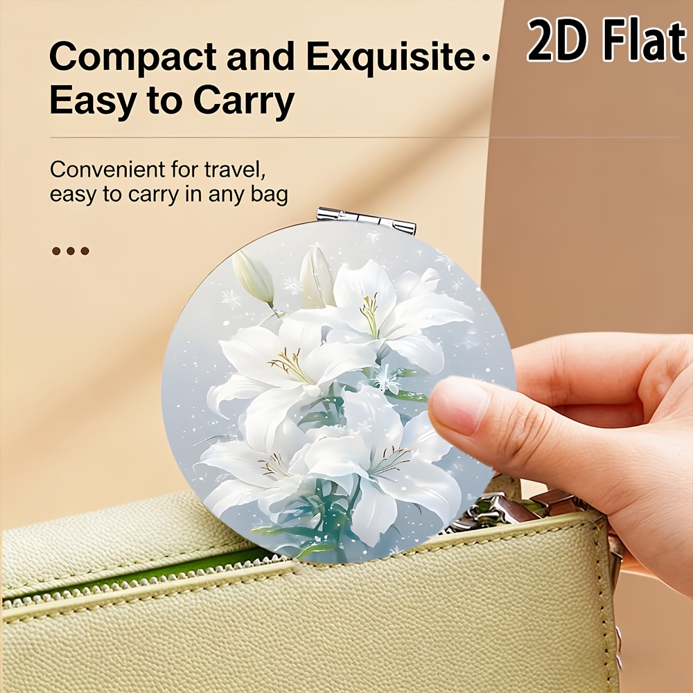 Exquisite Round Makeup Mirror with Snow White Lily Theme