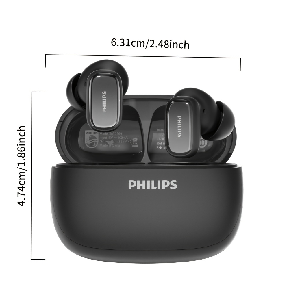 New Philips BT5.4 In-Ear Earphones with Wireless Charging Case, 24Hour Playtime/Game Modes/Built-in Mic/Touch Control for Gaming, Running, Cycling TAT2569 11 New Philips BT5.4 In-Ear Earphones with Wireless Charging Case, 24Hour Playtime/Game Modes/Built-in Mic/Touch Control for Gaming, Running, Cycling TAT2569 - Image 11