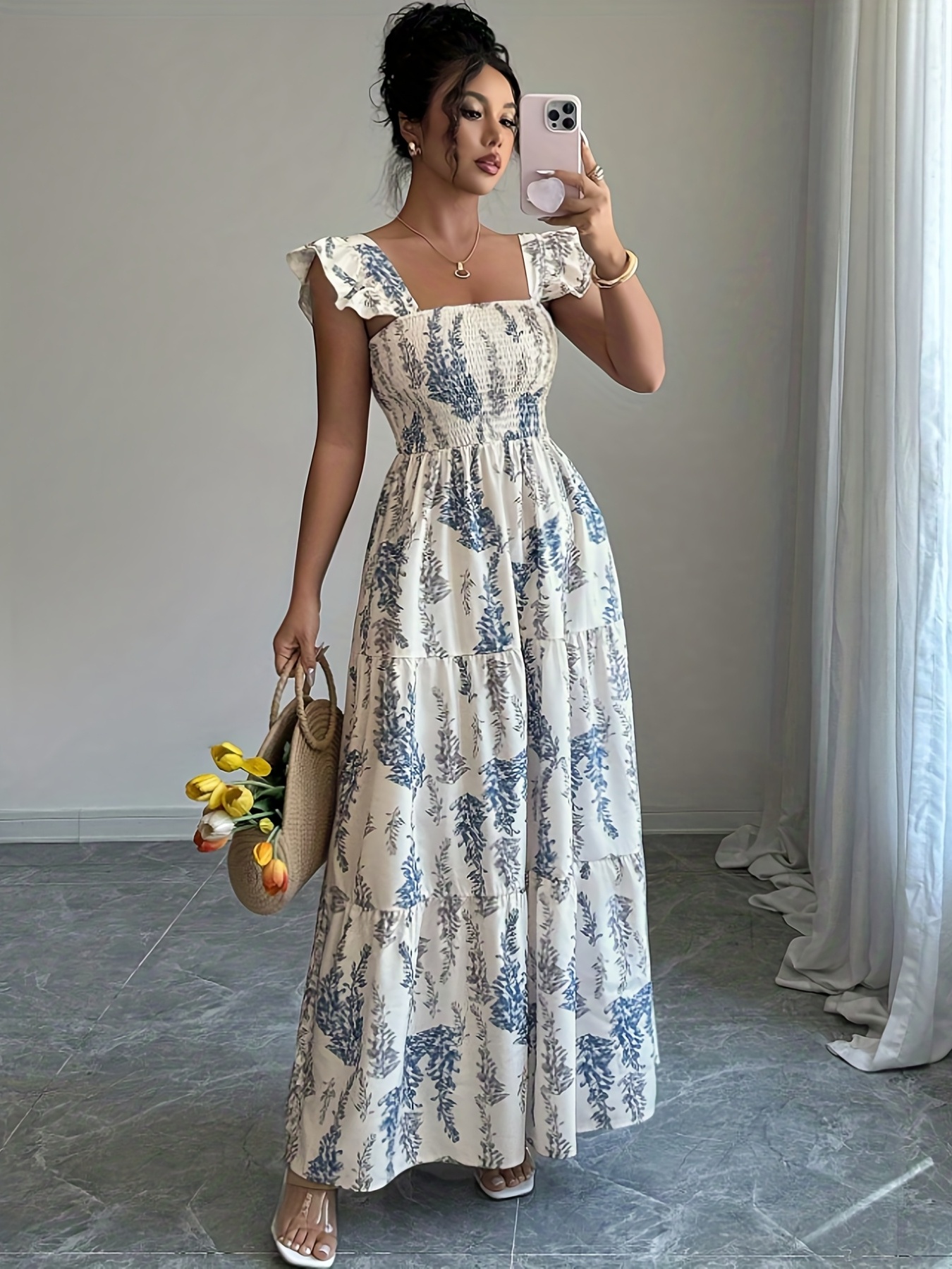 slim fit dress slacks Bohemian Maxi Dress  Terracotta Breeze Flowy Summer Dress in Pink a   Wild Rose Boho