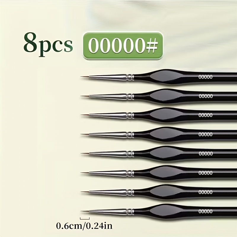 Image of 8pcs Mini Detail Brushes | 00000# Fine Point Paint Brushes Set, Nylon Hair Detailing And Artistic Painting, Professional Small Brushes