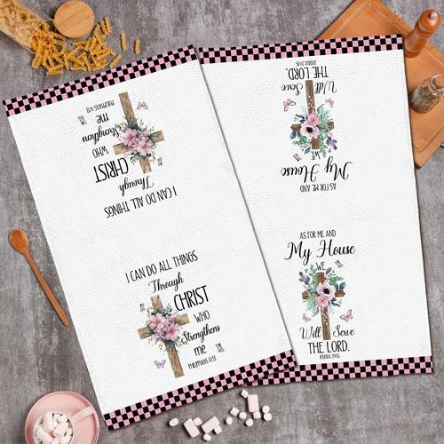 2pcs healing and inspirational scripture double towel accent pink and black faith decorative towel 8 x 12 inch 16 x 24 inch