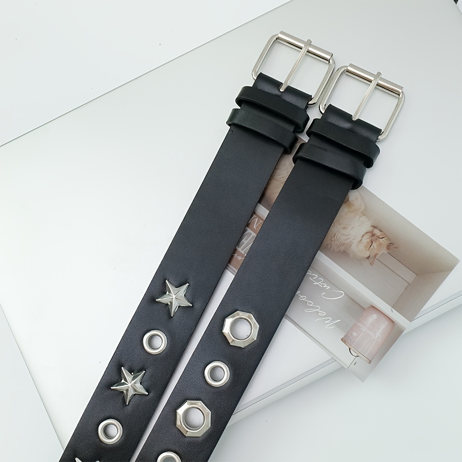 Punk Style Studded Women's Belt Faux Leather Hollow Out Decorative