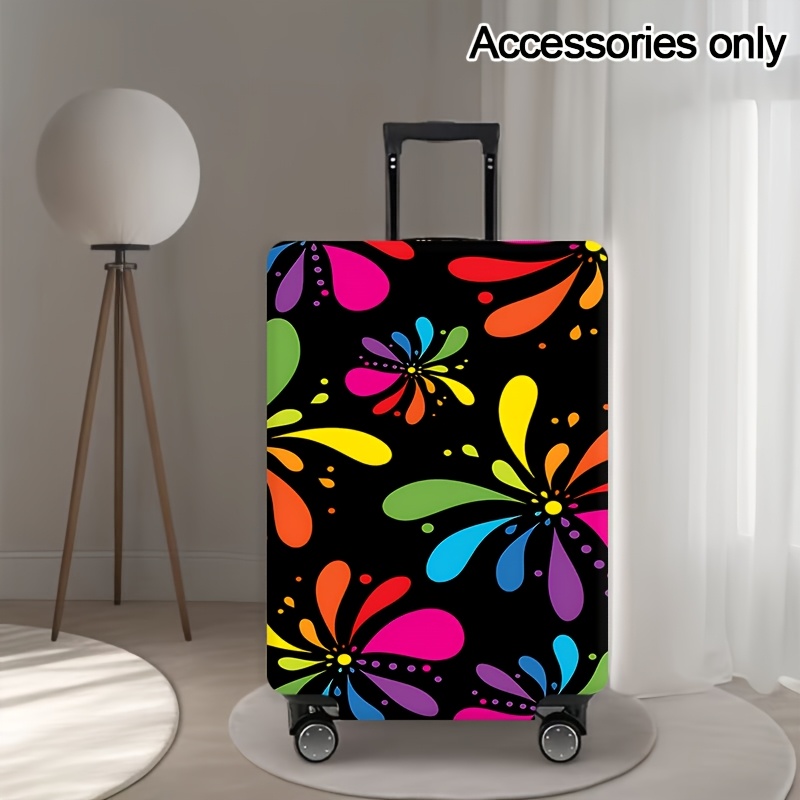 TEMU Travel Essentials With Vibrant Abstract Splash Pattern Luggage Cover, Suitcase Anti-friction Cover, High Elasticity Trolley Case Protective