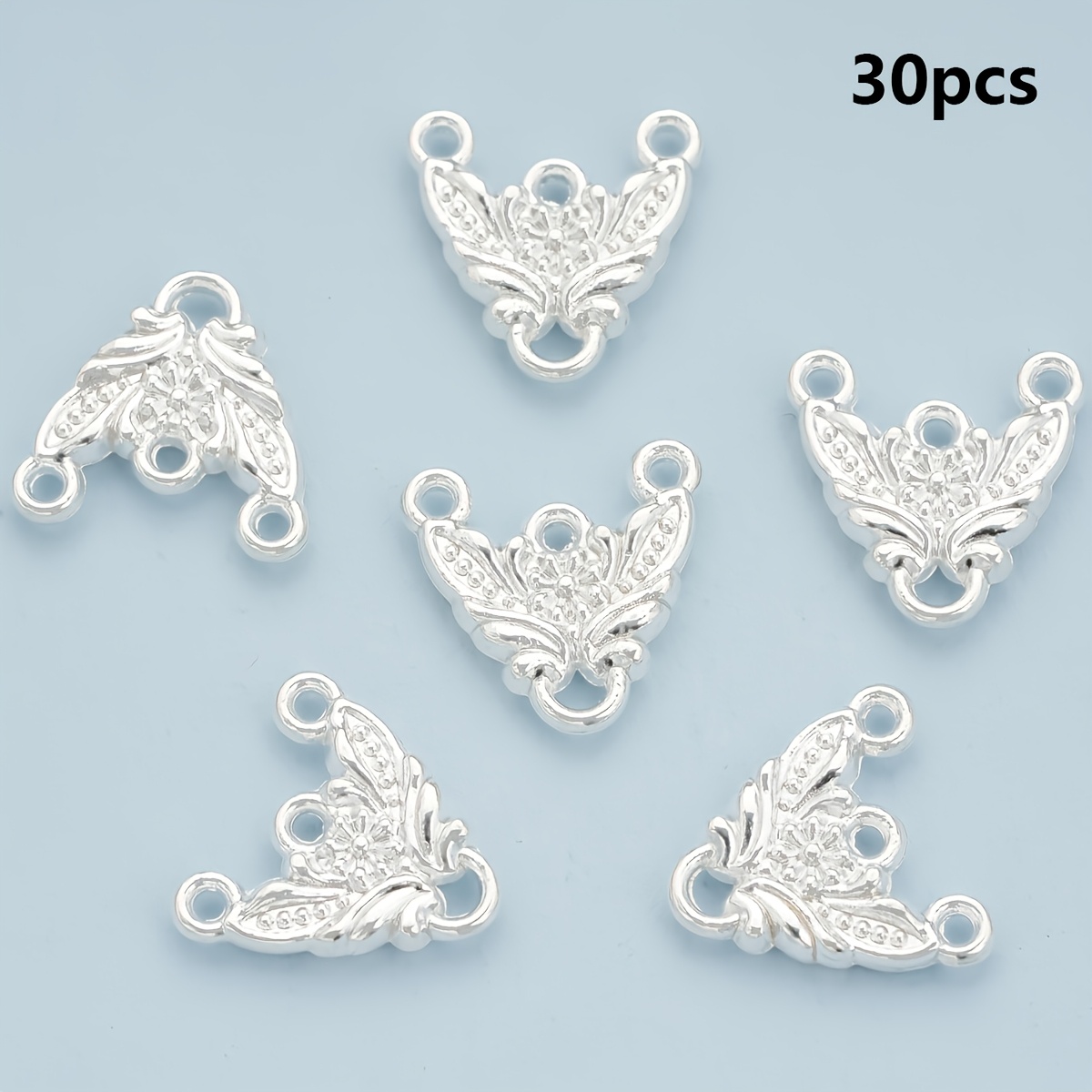 30pcs Multi-Hole Pattern Zinc Alloy 3D Texture Connectors for DIY Jewelry