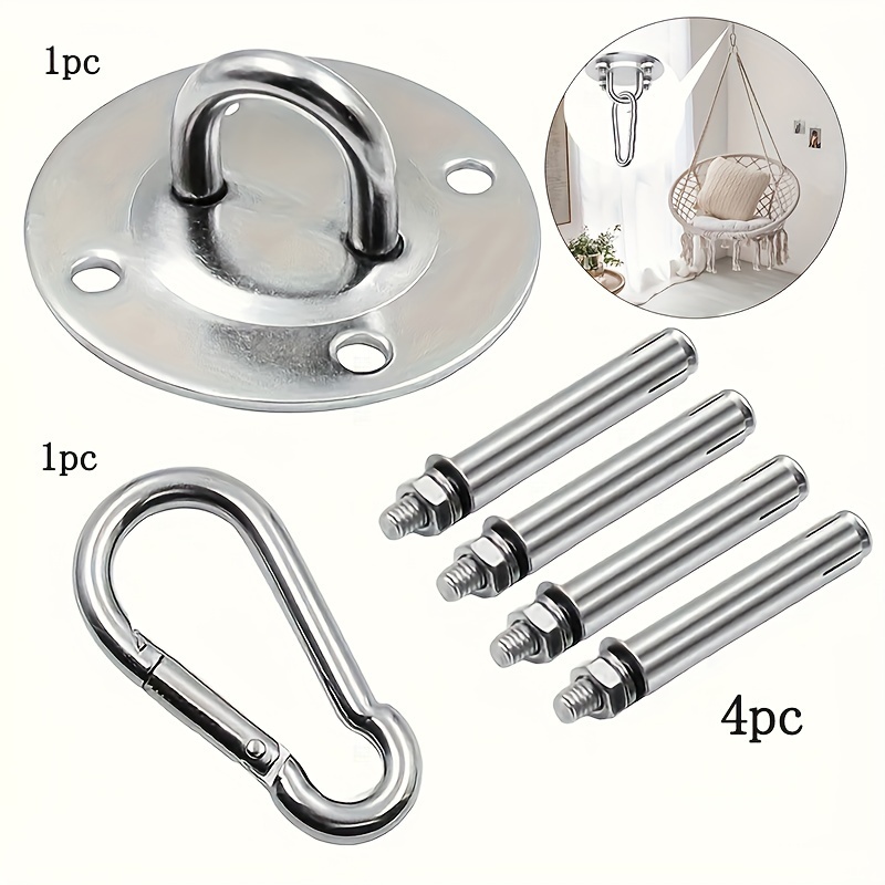 2PCS Stainless Steel Heavy Duty Ceiling Hooks with Expansion Bolts, Wall  Mount Pad Eye Plate Top Hook Hanging Hardware for Yoga Hammock Sandbag etc  (J