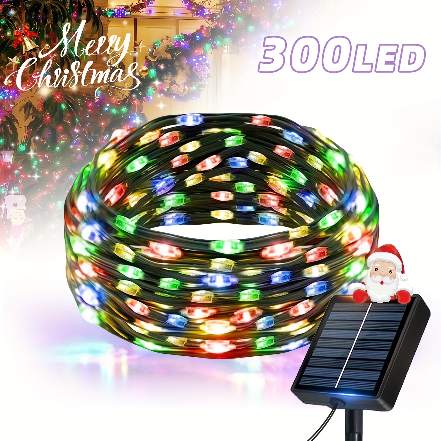 1pc 30/20/10m Solar Outdoor Decorative String Lights, 98.2/65.4/32.6ft Christmas Fairy String Lights, 10 Lighting , Dark , Suitable For Garden, Yard, Fence, Party, Wedding, Christmas Decoration, Ipx4