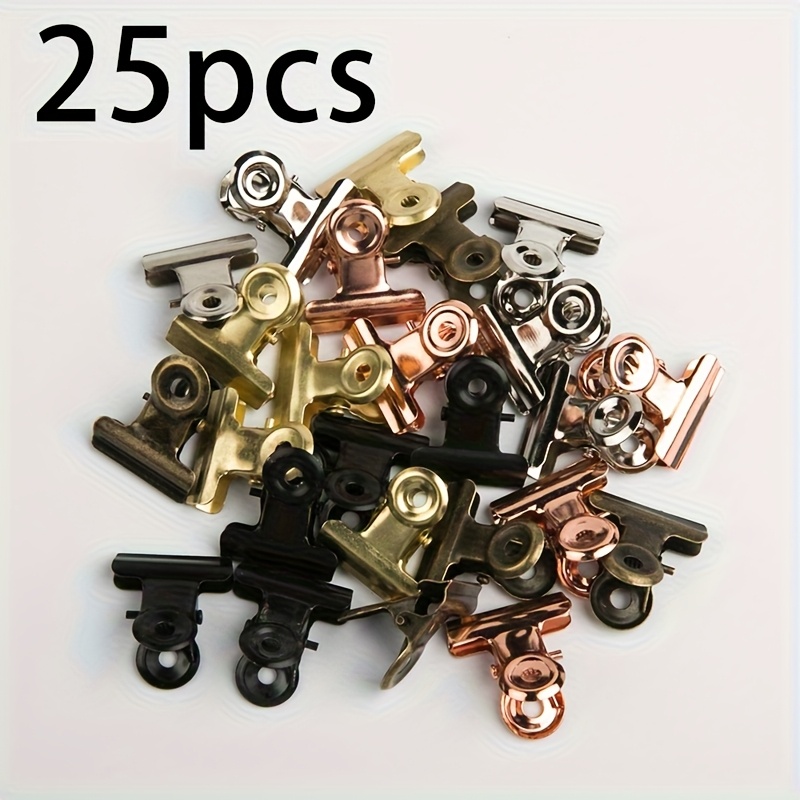 TEMU 25/35pcs Multicolor Bull Clips | Rose Golden, Golden, Bronze, Black, Silvery - Suitable For Photos, Labels, Office And Home Decor, Loose-leaf