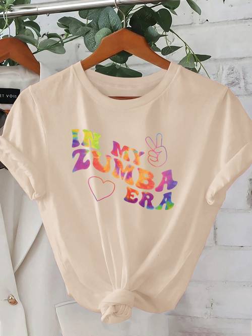 printed t shirt womens casual vacation short sleeved round neck spring and summer machine washable new womens clothing versatile s