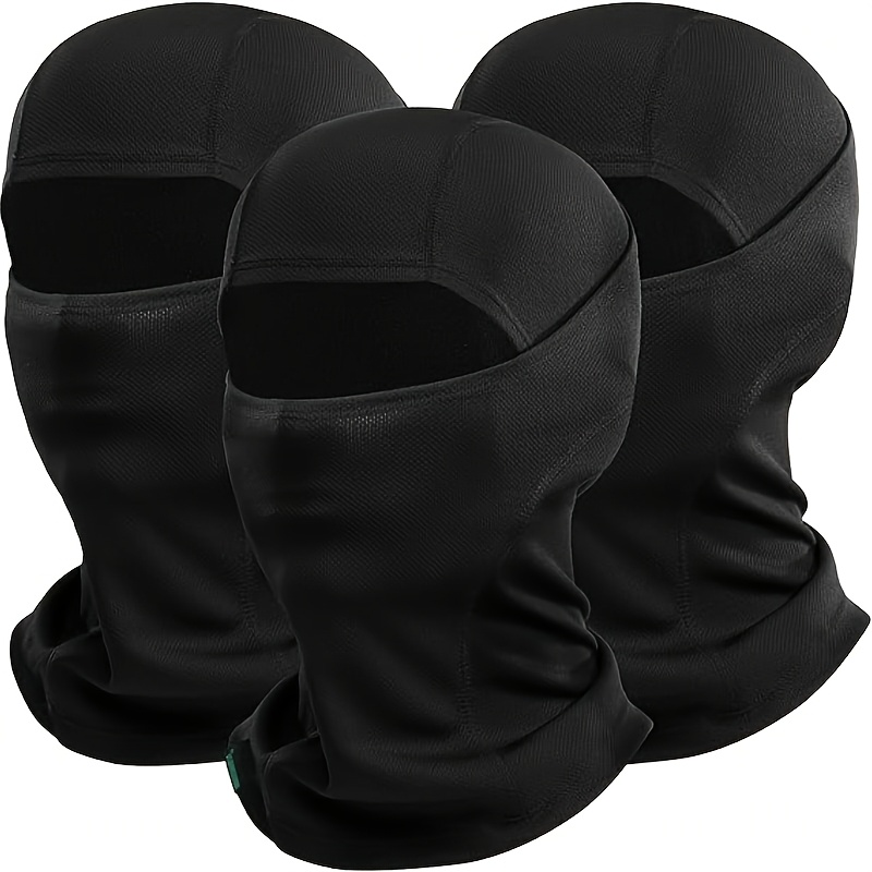 

3pcs Balaclava Ski Masks - Breathable Full Face Cover For Outdoor Sports, Black, Ski Gear