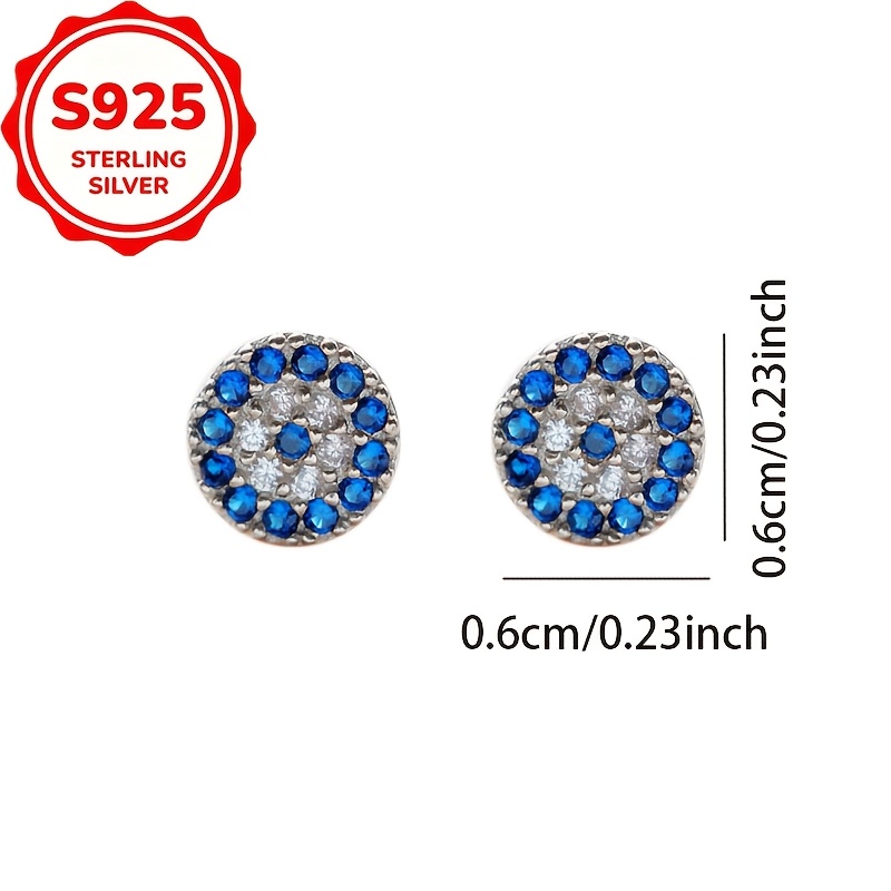 2pcs Women's S925 Silver Evil Eye Stud Earrings, Gift for Her