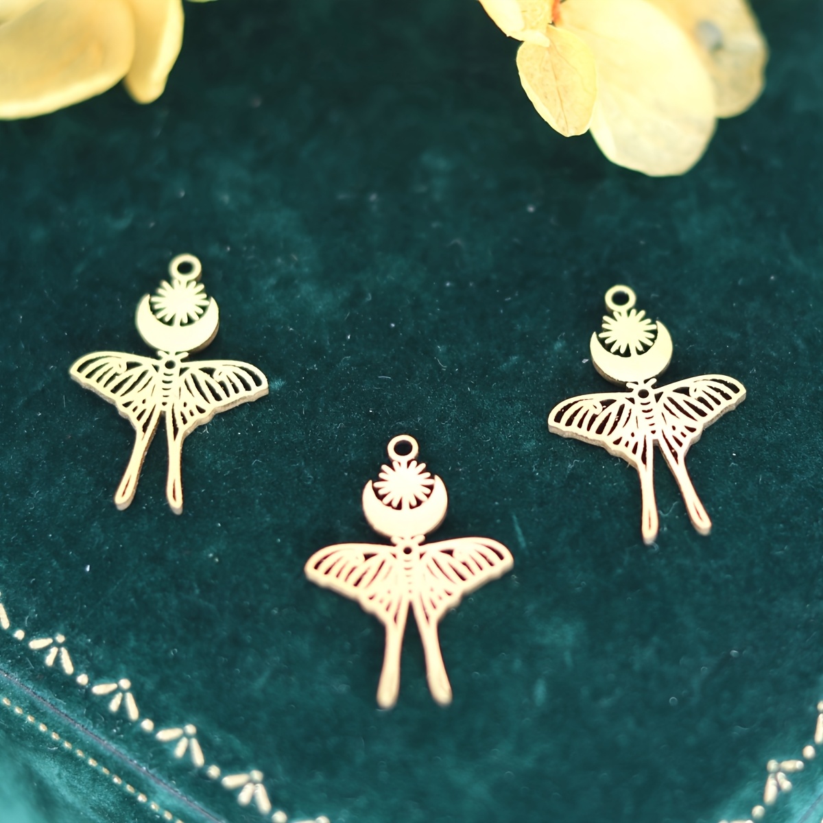 3pcs Wholesale Star Moon Charms For Jewelry Making Stainless Steel Women Necklaces Earrings Diy Pendants Accessories