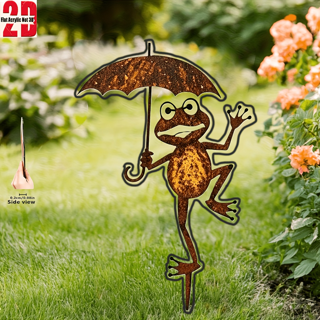 2d Flat 1pc Fun Frog Silhouette Acrylic Garden Stake - Classic Easy Acrylic Outdoor Decor, Ideal For Thanksgiving Decorations, No Electricity Required