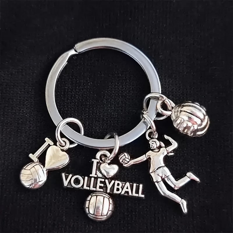 

Volleyball Enthusiast Keychain Set - Fashionable Iron Alloy With Player, Volleyball, And "" Pendant - Accessory For Fans