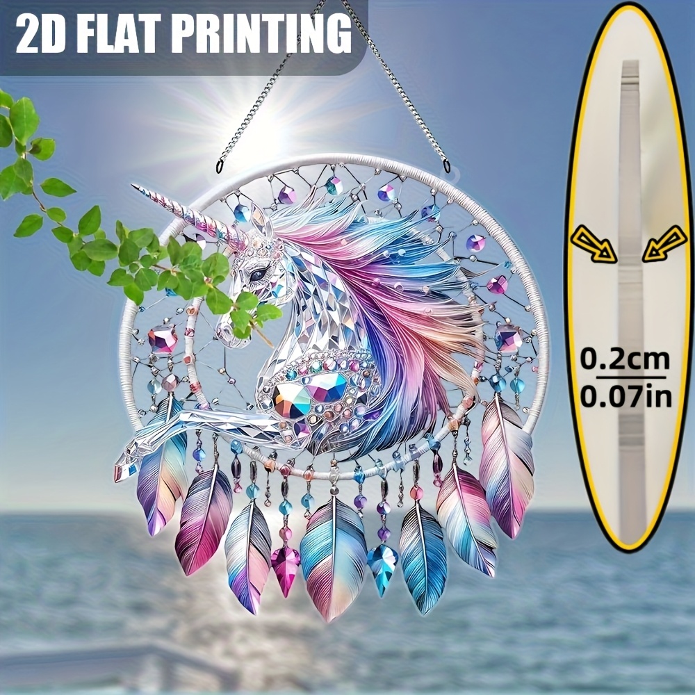 TEMU 2d Flat - 2d Acrylic Plane Printing Of A Unicorn Pendant - Acrylic Painted Decoration, Perfect Gift For , Suitable For Birthday And Holiday