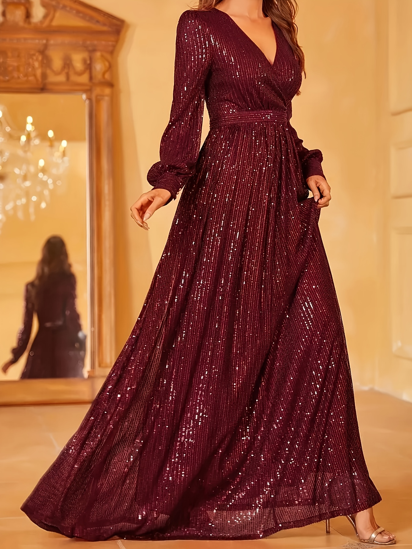 strapless open back dress Elegant Sheath V-Neck Velvet Winter Wedding Party Dresses main image 0