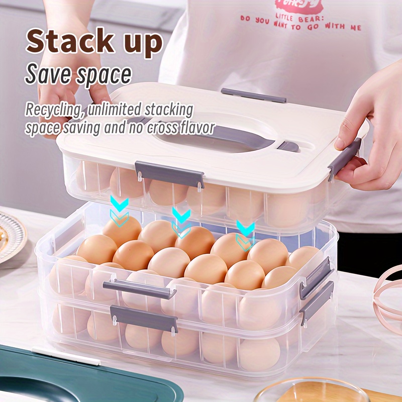 

Refrigerator Egg Box, Portable Egg Storage Box, Household Stackable Storage Box, Food Grade Sealed And Thickened Fresh-keeping Box With Lid