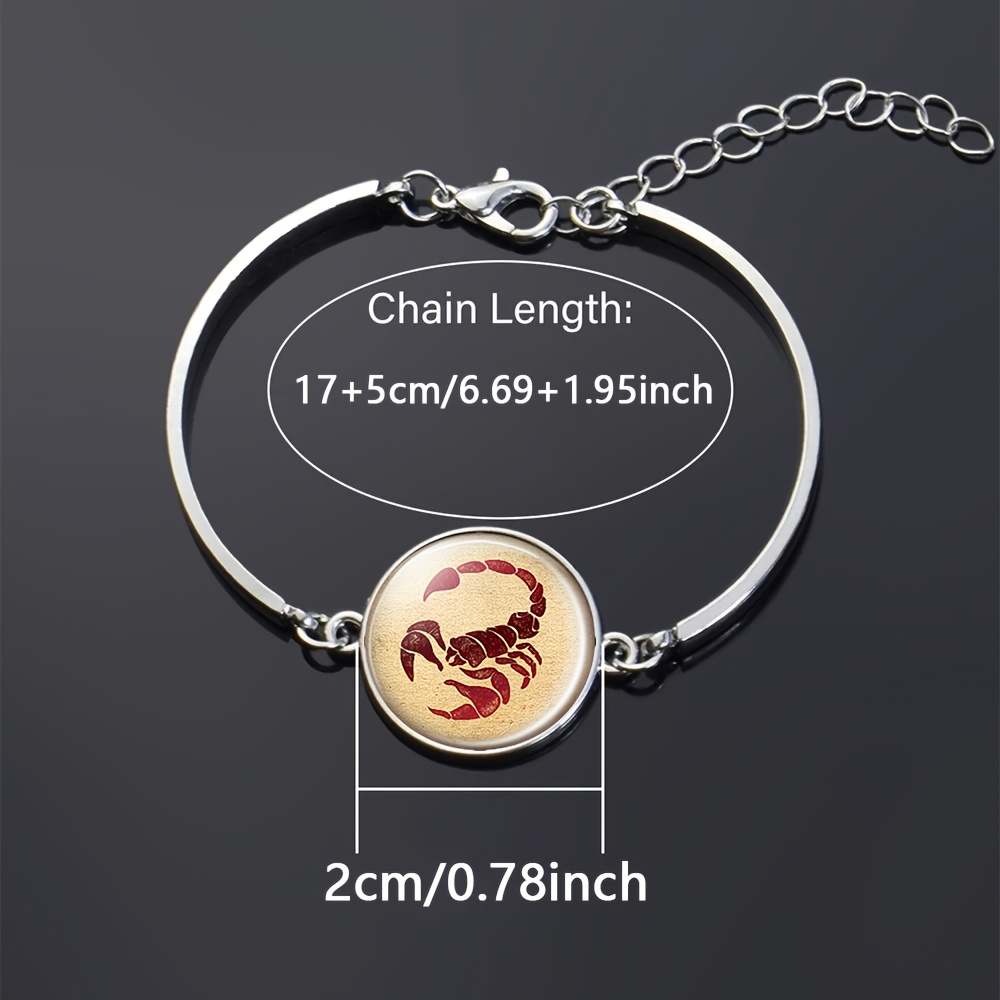 Adjustable Length White Glass Scorpion Design Bracelet