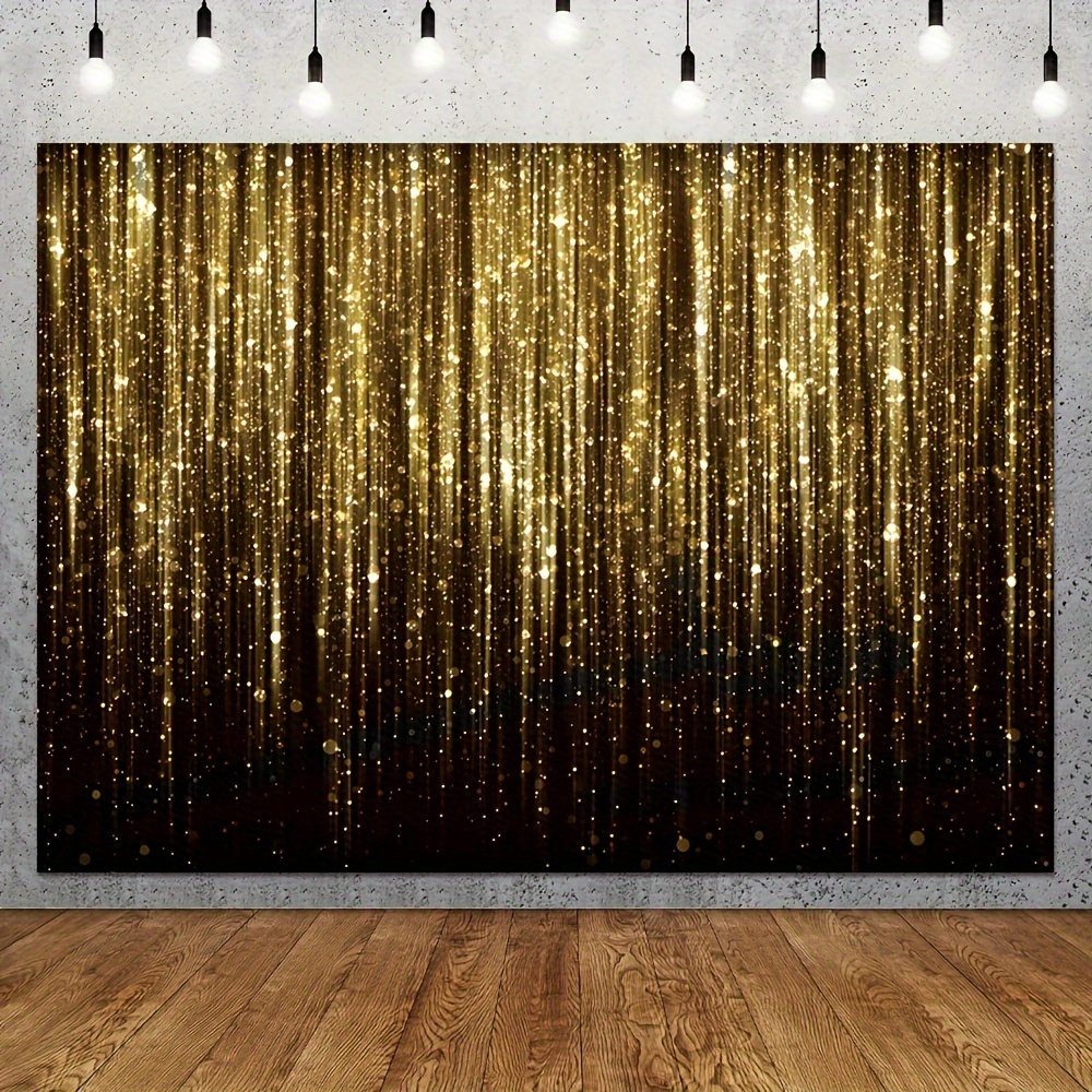 

Golden Glitter Polyester Backdrop – Flash Sparkle Photography Background For Birthday, Graduation, Masquerade, New Year, Holiday Parties – Durable, No Electricity Needed – Decoration & Studio Prop