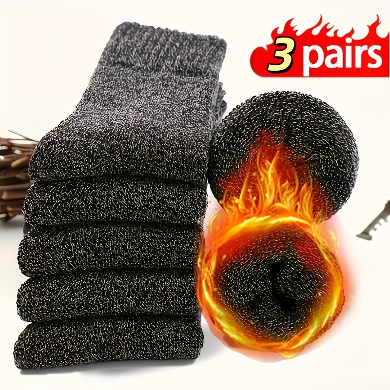 TEMU 3 Pairs Of Warm Socks For Men And Women, Thick Boots Hiking Socks, Dad's Birthday Gift, Random Color Socks - Colorful Winter Warm Men's Socks,