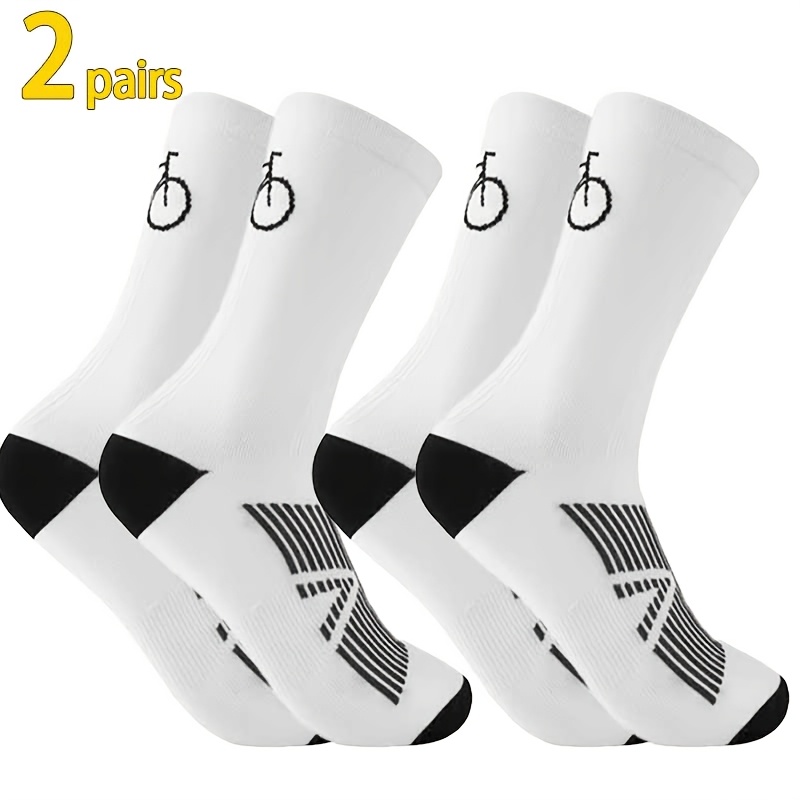 TEMU 2/6-pair Men's Spring/summer Wear-resistant Cycling Pattern Sports Socks, Cycling Socks, Soccer Socks, Football Accessories, Basketball Socks