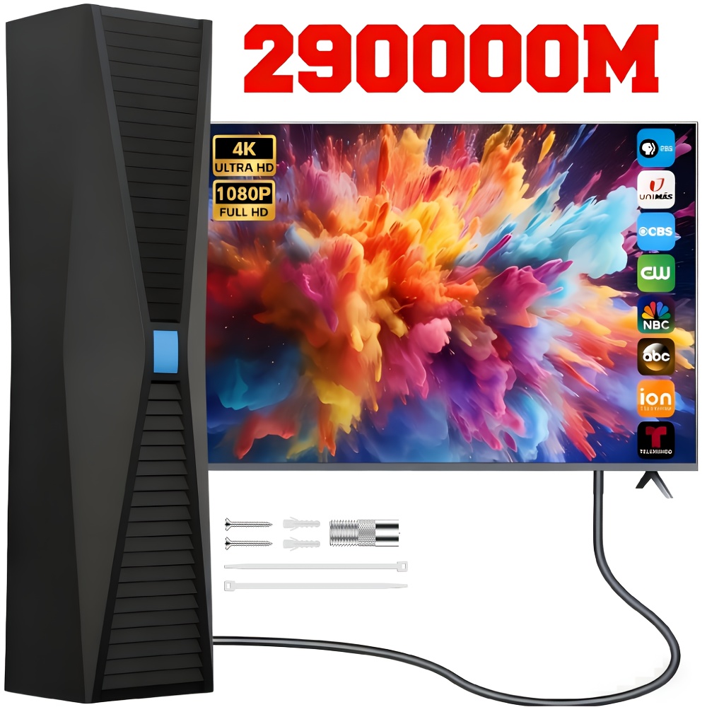 TEMU Long Distance Indoor Hdtv Antenna 4k/1080p Hd Vhf Uhf Support, Universal With Smart/old Tvs,
