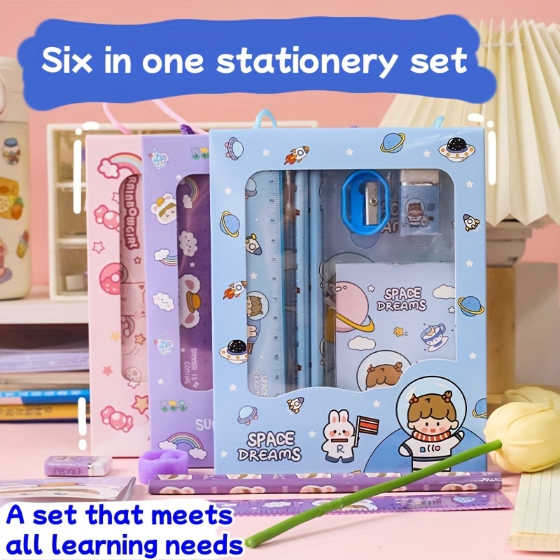 

Six- Set, 1pc/bag, Including 2 Pencils, A , An , A Sharpener, Notebook, To , A For