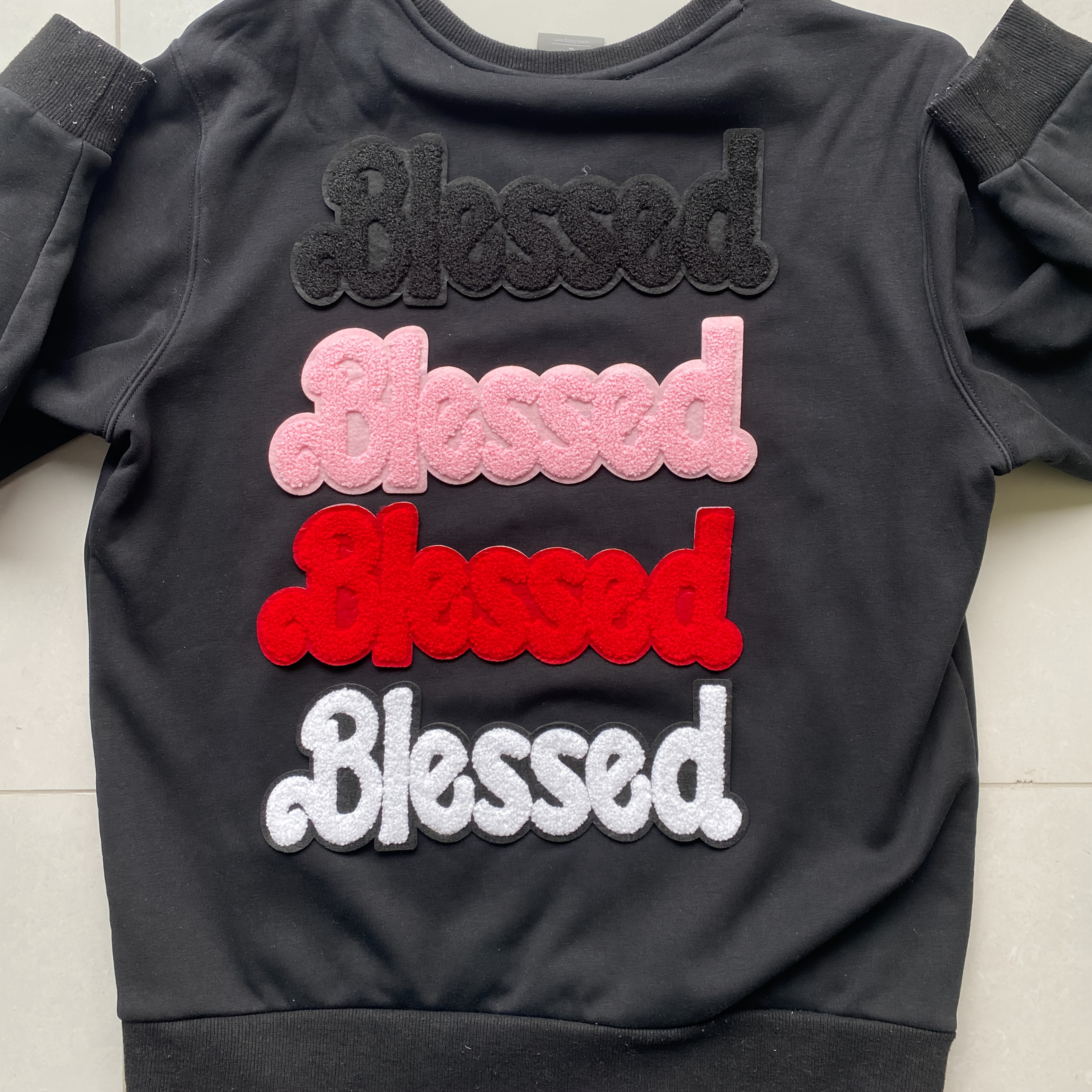 TEMU 2pcs/pack High-quality Blessed Letter Towel Embroidered Patches Suitable For Decorating Clothes, Jackets, Sweatshirts, And Backpacks. Letter Blessed Towel Embroidery Patches