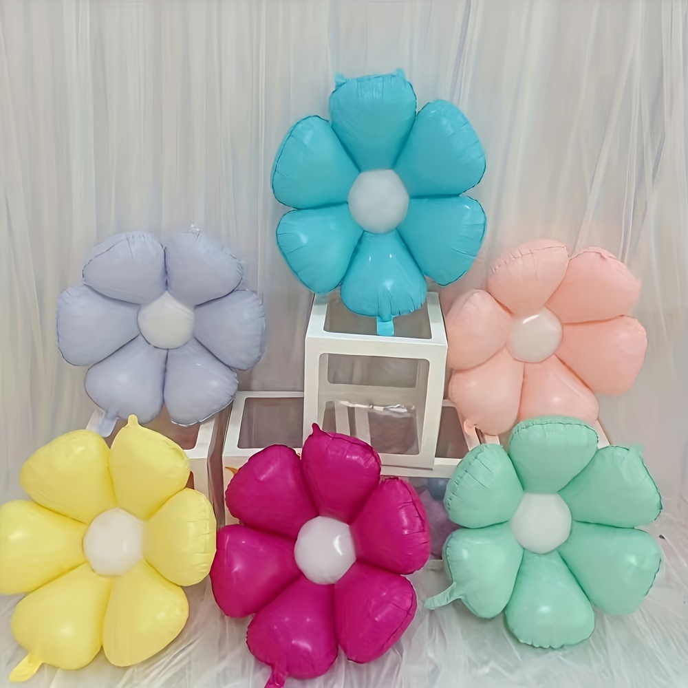 

6pcs Macaron Candy Color Small Daisy Sunflower Aluminum Film Balloon Birthday Party Decoration Holiday Celebration Wedding Party Decoration Balloon Supplies