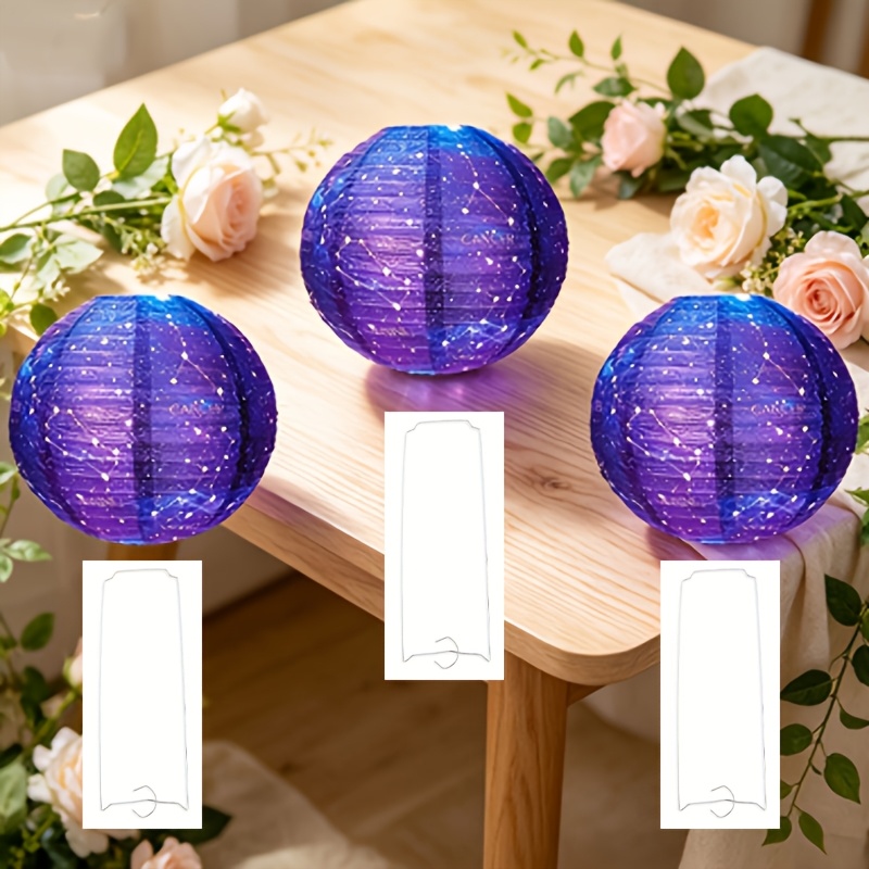 TEMU 6pcs Assorted Round Galaxy Constellation Paper Lanterns, Including 3pcs Starry Lanterns And 3pcs Support Stands, Foldable Hanging Paper Lantern