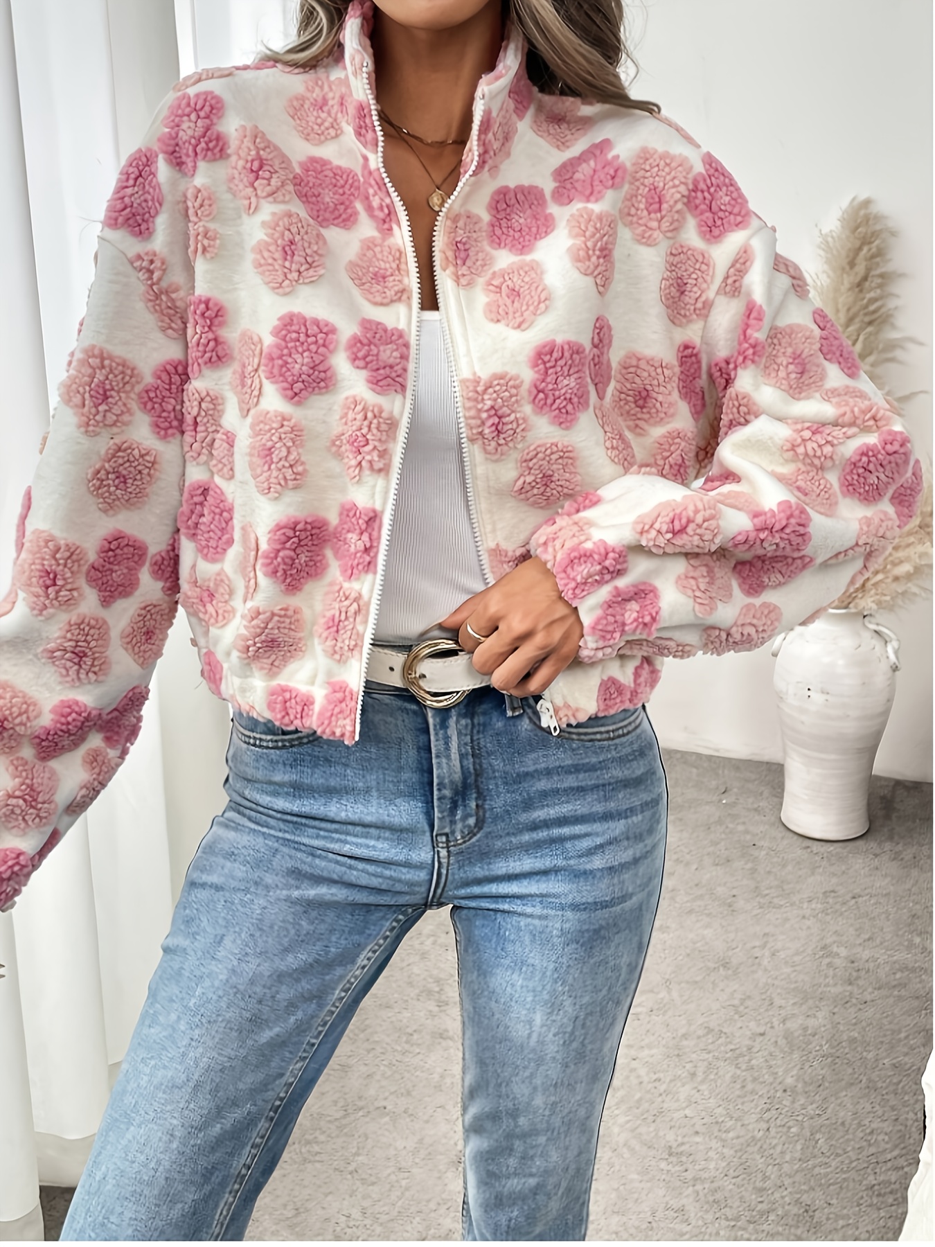 ジャケット ETMON:High-Neck Fur Zip-Up Jacket Faux Fur High neck Zip up Jacket - OJAY